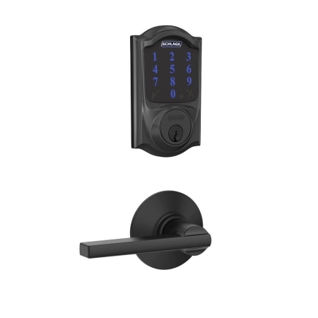A large image of the Schlage FBE469-CAM-LAT Matte Black