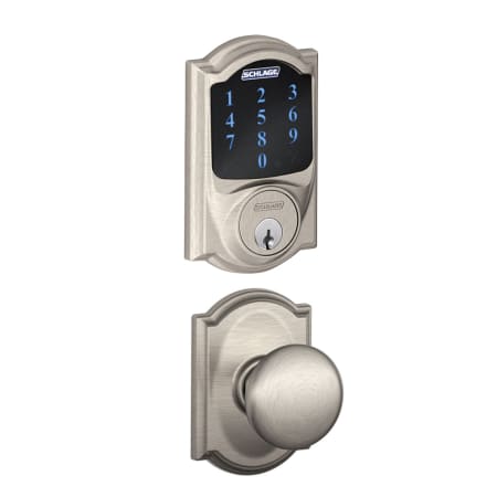 A large image of the Schlage FBE469-CAM-PLY-CAM Satin Nickel