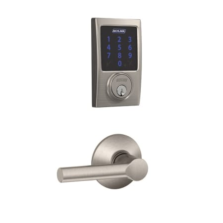 A large image of the Schlage FBE469-CEN-BRW Satin Nickel