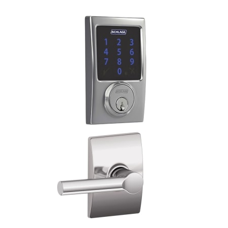 A large image of the Schlage FBE469-CEN-BRW-CEN Polished Chrome