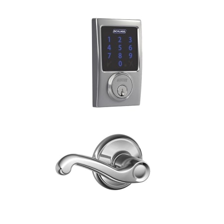A large image of the Schlage FBE469-CEN-FLA Polished Chrome