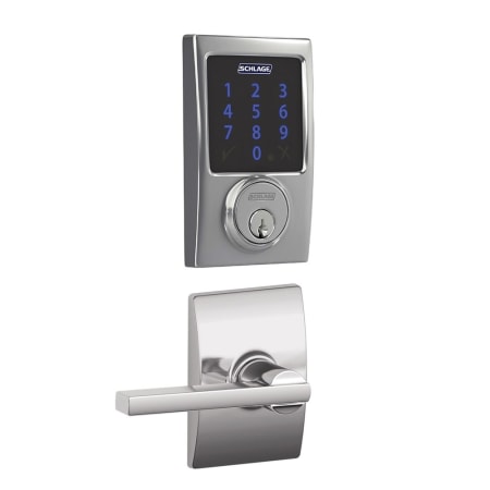 A large image of the Schlage FBE469-CEN-LAT-CEN Polished Chrome