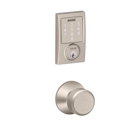 A large image of the Schlage FBE479-CEN-BWE Satin Nickel