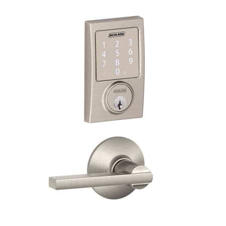 A large image of the Schlage FBE479-CEN-LAT Satin Nickel