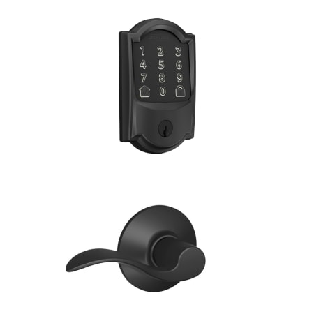 A large image of the Schlage FBE489WB-CAM-ACC Matte Black