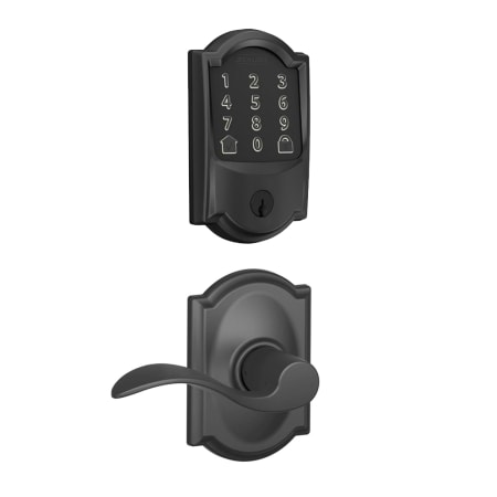 A large image of the Schlage FBE489WB-CAM-ACC-CAM Matte Black