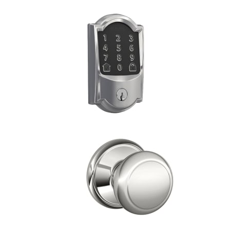 A large image of the Schlage FBE489WB-CAM-AND Polished Chrome