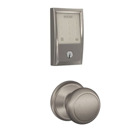 A large image of the Schlage FBE489WB-CEN-AND Satin Nickel