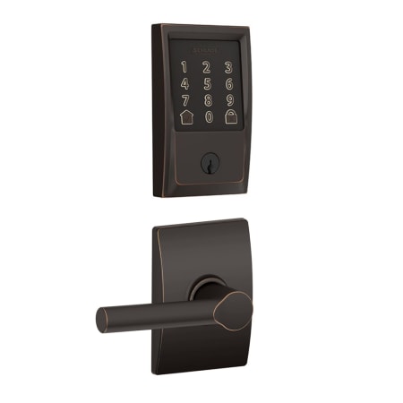 A large image of the Schlage FBE489WB-CEN-BRW-CEN Aged Bronze