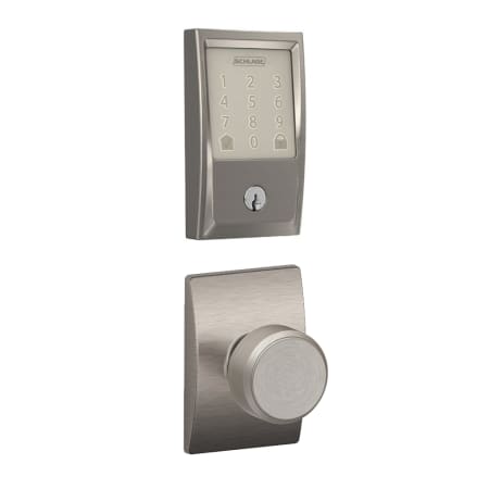 A large image of the Schlage FBE489WB-CEN-BWE-CEN Satin Nickel