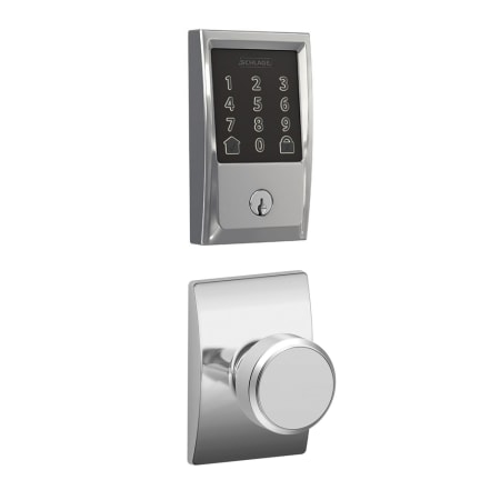 A large image of the Schlage FBE489WB-CEN-BWE-CEN Polished Chrome