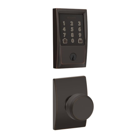 A large image of the Schlage FBE489WB-CEN-BWE-CEN Aged Bronze