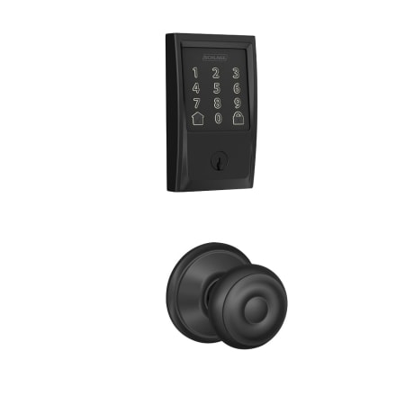 A large image of the Schlage FBE489-CEN-GEO Matte Black