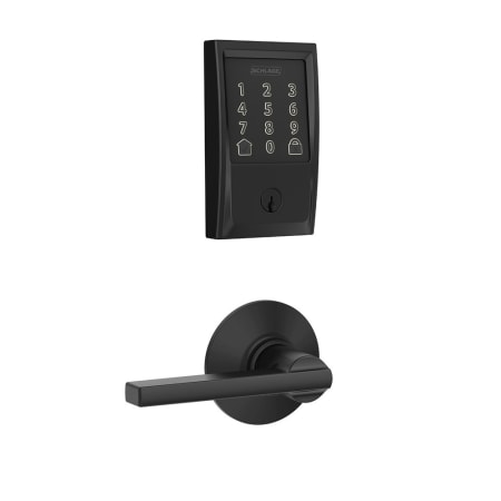 A large image of the Schlage FBE489-CEN-LAT Matte Black