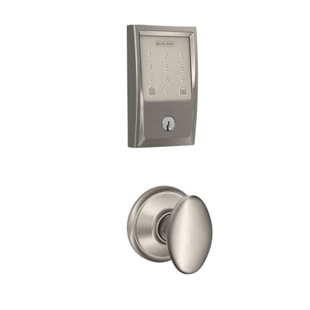 A large image of the Schlage FBE489-CEN-SIE Satin Nickel