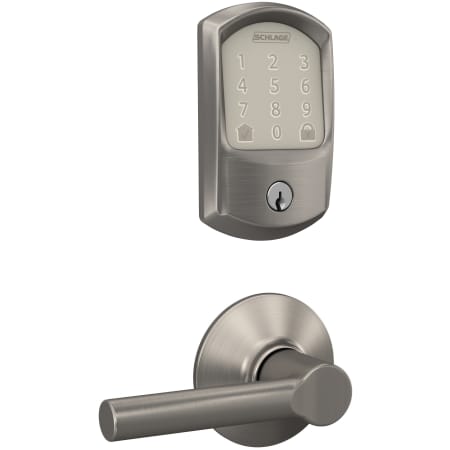 A large image of the Schlage FBE489WB-GRW-BRW Satin Nickel