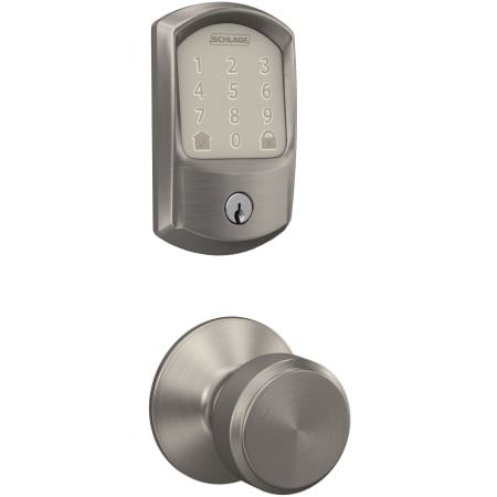 A large image of the Schlage FBE489WB-GRW-BWE Satin Nickel