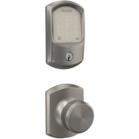 A large image of the Schlage FBE489WB-GRW-BWE-GRW Satin Nickel