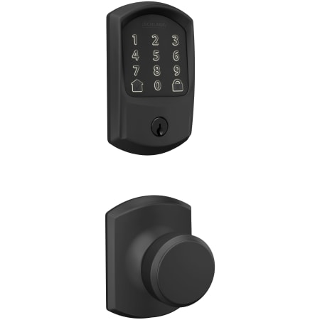 A large image of the Schlage FBE489WB-GRW-BWE-GRW Matte Black