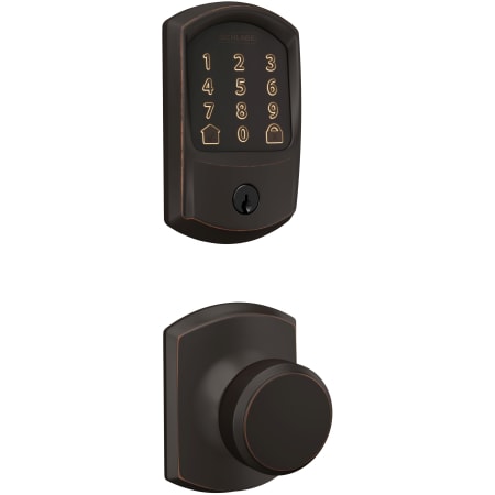 A large image of the Schlage FBE489WB-GRW-BWE-GRW Aged Bronze