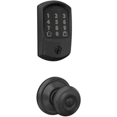 A large image of the Schlage FBE489WB-GRW-GEO Matte Black