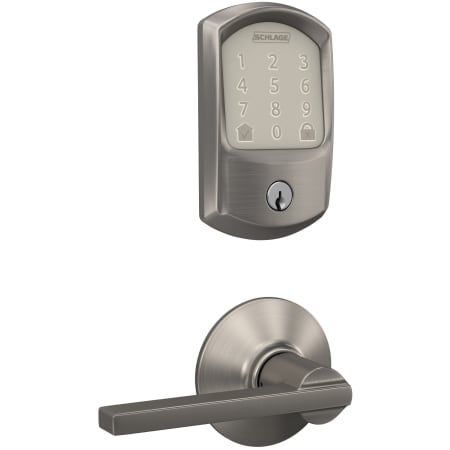 A large image of the Schlage FBE489WB-GRW-LAT Satin Nickel