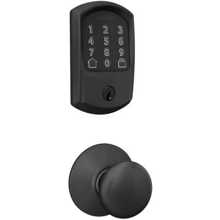 A large image of the Schlage FBE489WB-GRW-PLY Matte Black
