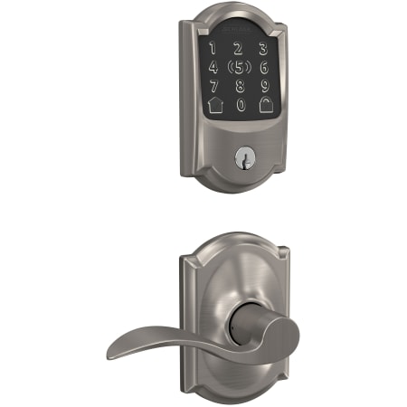 A large image of the Schlage FBE499WB-CAM-ACC-CAM Satin Nickel
