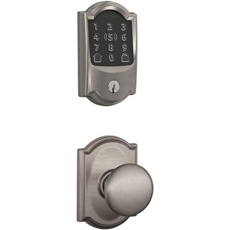 A large image of the Schlage FBE499WB-CAM-PLY-CAM Satin Nickel