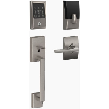 A large image of the Schlage BE499WB-CEN-LAT-CEN Satin Nickel