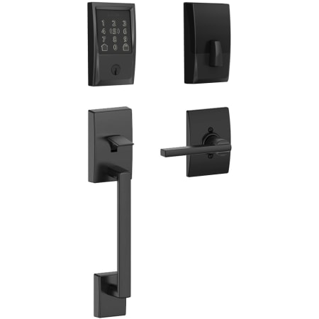 A large image of the Schlage BE499WB-CEN-LAT-CEN Matte Black