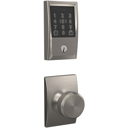 A large image of the Schlage FBE499WB-CEN-BWE-CEN Satin Nickel