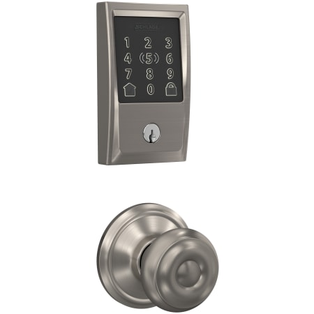 A large image of the Schlage FBE499WB-CEN-GEO Satin Nickel