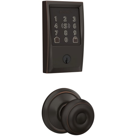 A large image of the Schlage FBE499WB-CEN-GEO Aged Bronze