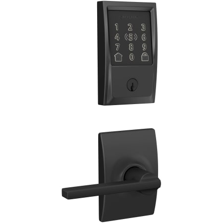 A large image of the Schlage FBE499WB-CEN-LAT-CEN Matte Black