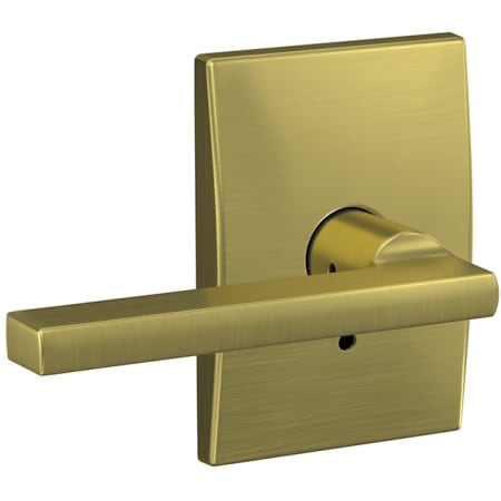 A large image of the Schlage FC21-LAT-CEN Satin Brass