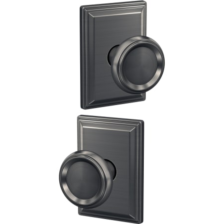 A large image of the Schlage FC21-OFM-GDV Satin Nickel