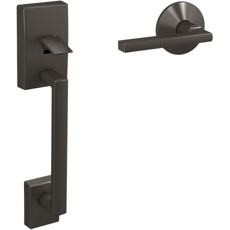 A large image of the Schlage FC285-CEN-LAT-KIN Black Stainless