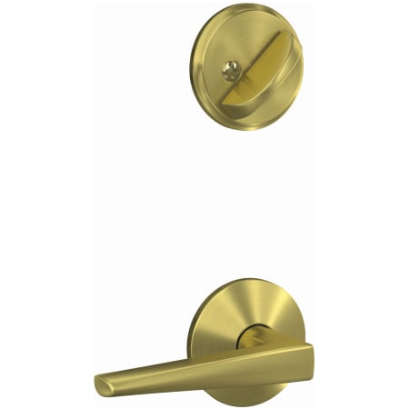 A large image of the Schlage FC59-ELR-KIN Schlage-FC59-ELR-KIN-Satin Brass Angled Left View