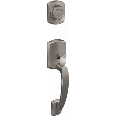 A large image of the Schlage FC92-GRW Schlage-FC92-GRW-Satin Nickel Angled Left View