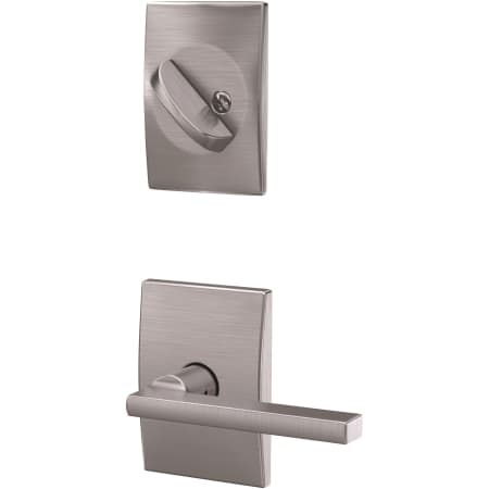A large image of the Schlage FC94-LAT-CEN Satin Chrome