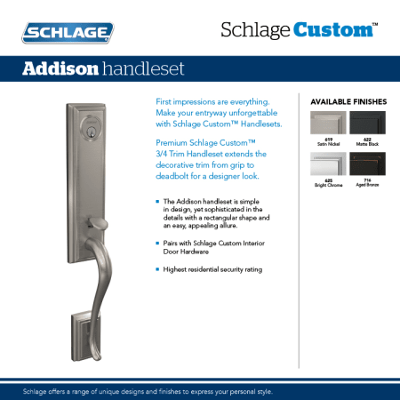 A large image of the Schlage FCT58-ADD Schlage-FCT58-ADD-Addison 3/4 Trim Info Graphics