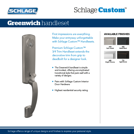 A large image of the Schlage FCT58-GRW Schlage-FCT58-GRW-Greenwich 3/4 Trim Info Graphics