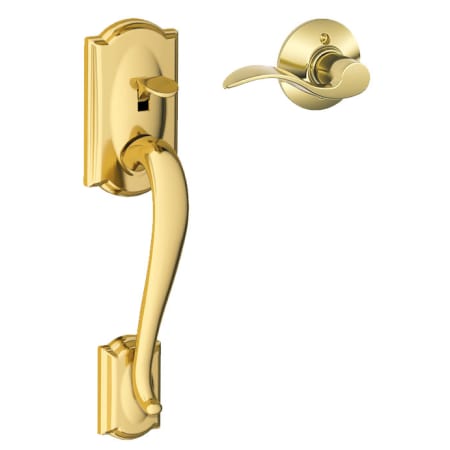 A large image of the Schlage FE285-CAM-ACC-RH Lifetime Polished Brass