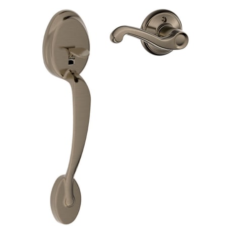 A large image of the Schlage FE285-PLY-FLA-RH Antique Pewter