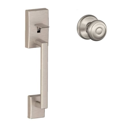 A large image of the Schlage FE285-CEN-GEO Satin Nickel
