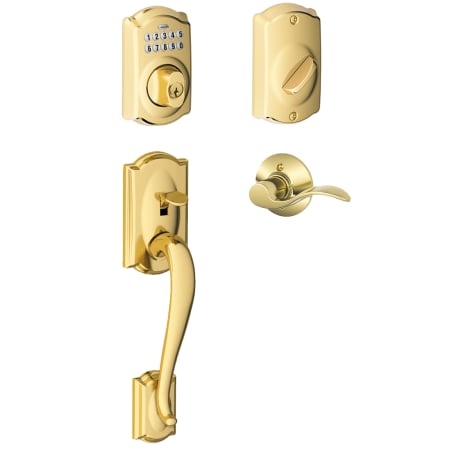 A large image of the Schlage FE365-CAM-ACC-LH Lifetime Polished Brass