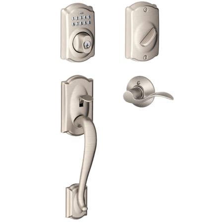 A large image of the Schlage FE365-CAM-ACC-LH Satin Nickel