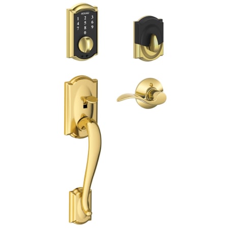 A large image of the Schlage FE375-CAM-ACC-LH Bright Brass