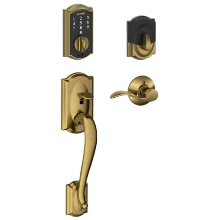 A large image of the Schlage FE375-CAM-ACC-RH Antique Brass